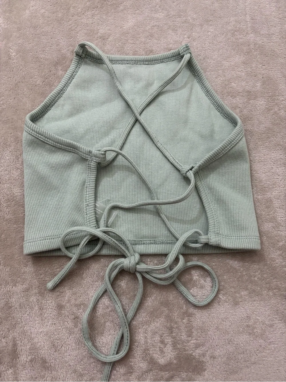 Kids Ribbed Tank Top in Sage Green